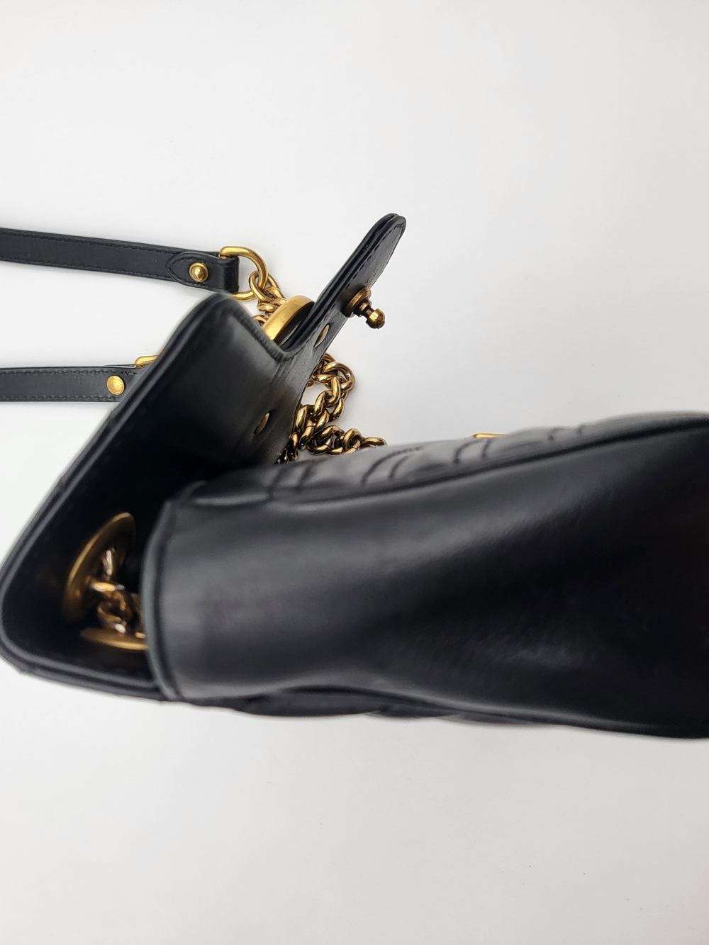 Gucci Black Matelassé GG Marmont Small Shoulder Bag with Gold Hardware - Picture 16 of 16
